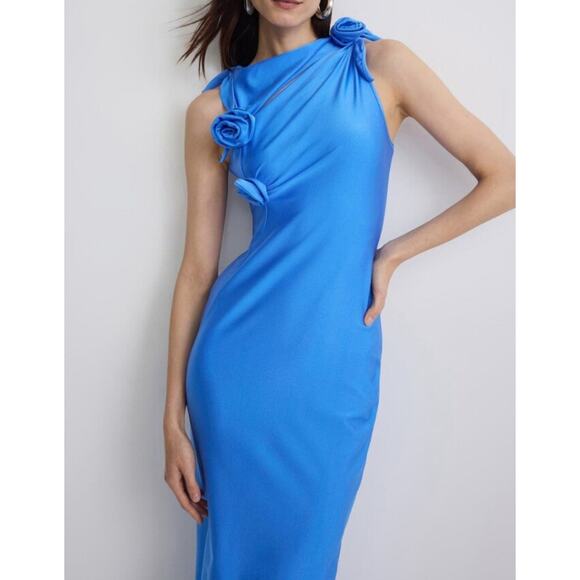 Coperni Asymmetric Flower Gown Satin Cut-Out Sleeveless Rosette Midi Maxi Dress - Picture 1 of 16